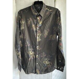 NWT H&M Long Sleeve Forest Green Floral Women's Button Up Blouse Size Small